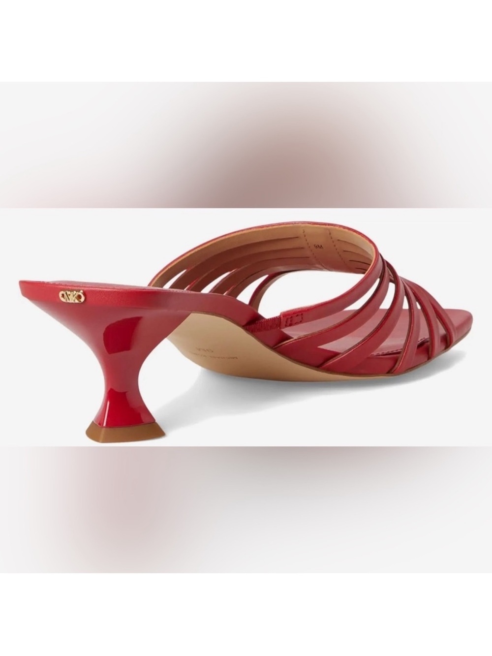 Michael Kors Red Strappy Kitten Heel Sandals - Picture 2 of 6